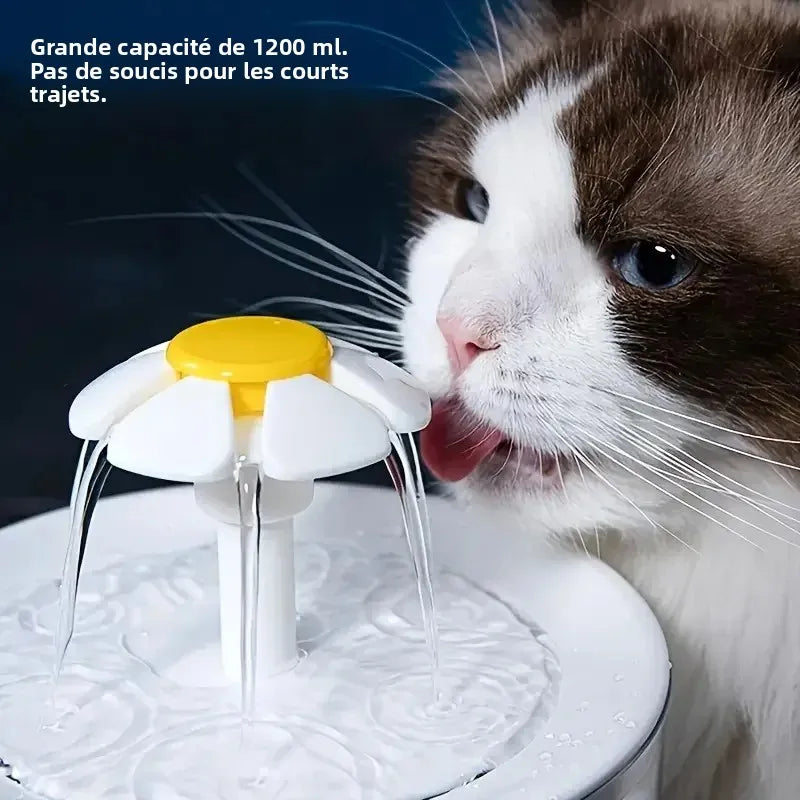 🐱 Fontaine à eau pour chat 1,2 L – Distributeur d'eau automatique à recirculation, alimentation USB, fonctionnement ultra silencieux, avec système de filtration en mousse pour chats et petits chiens.