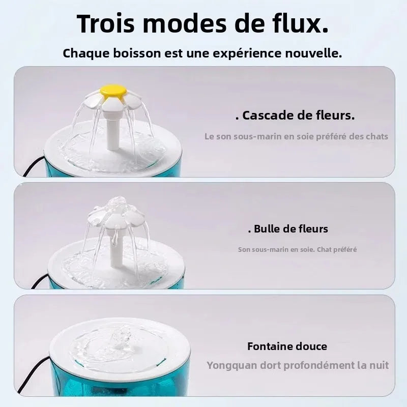 🐱 Fontaine à eau pour chat 1,2 L – Distributeur d'eau automatique à recirculation, alimentation USB, fonctionnement ultra silencieux, avec système de filtration en mousse pour chats et petits chiens.