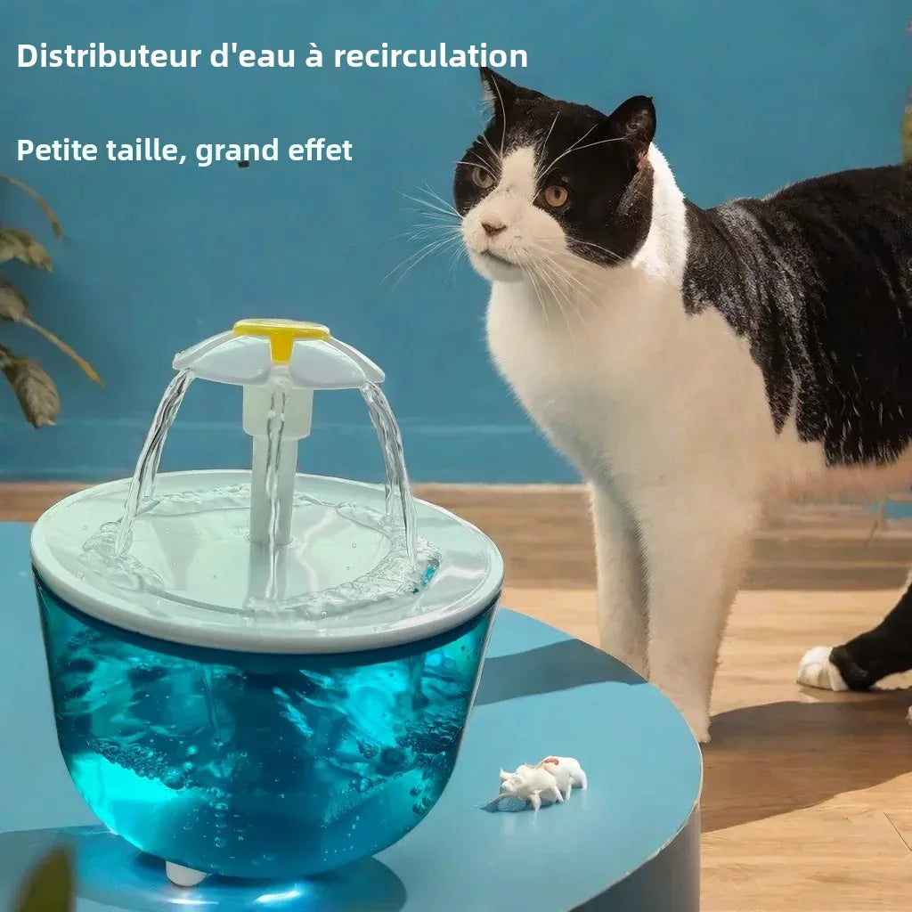 🐱 Fontaine à eau pour chat 1,2 L – Distributeur d'eau automatique à recirculation, alimentation USB, fonctionnement ultra silencieux, avec système de filtration en mousse pour chats et petits chiens.
